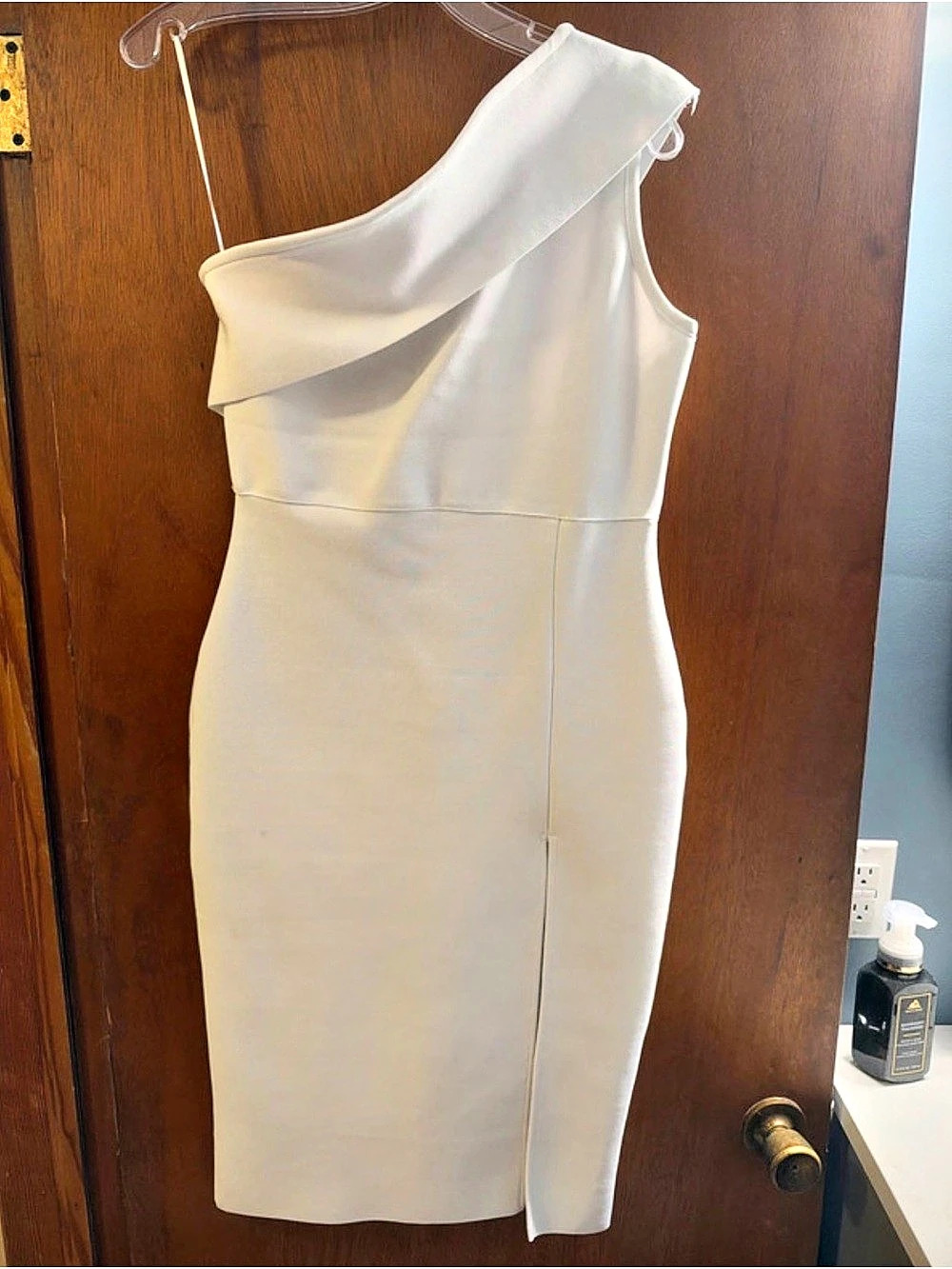 Asymmetrical Midi Dress in White Size Large Like New